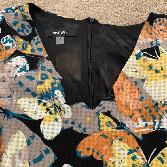 Nine West Black Butterfly Sleeveless Dress- 16 - Picture 4 of 10